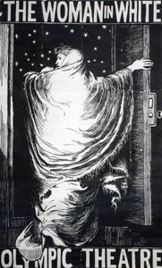 Wilkie Collins "A fehér ruhás nő" című művének 1871-ben bemutatott színpadi változatának plakátja